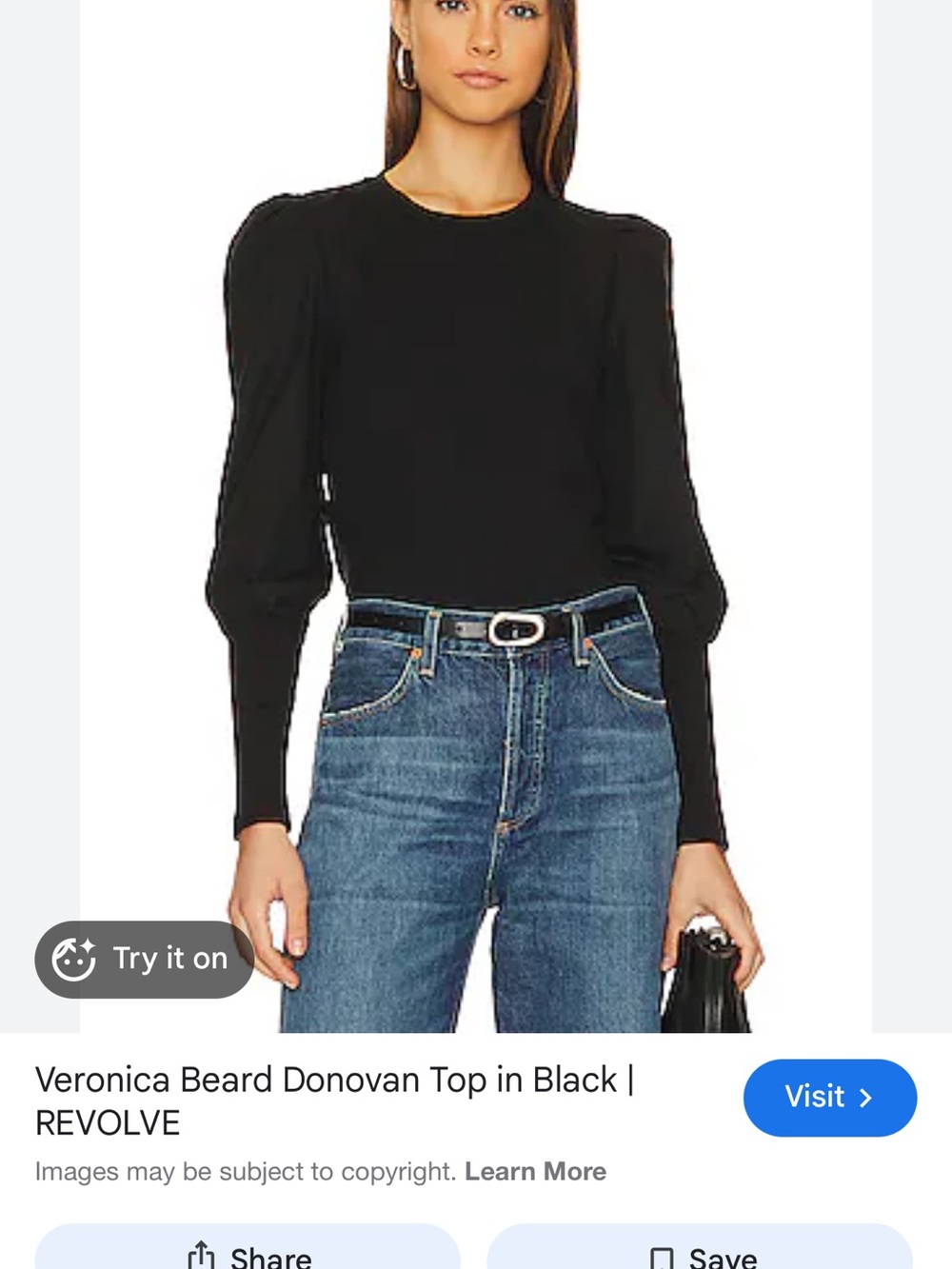 VERONICA BEARD BLACK PUFF-SLEEVED TOP SWEATSHIRT